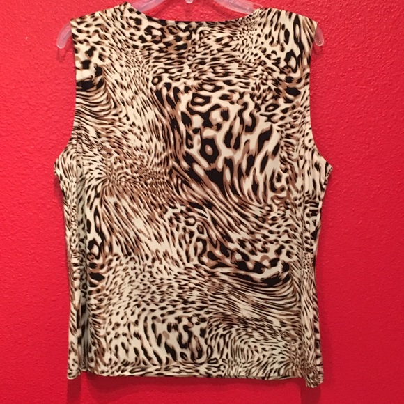 ALEX MARIE-ANIMAL PRINT TOP WITH COWELL NECK. - Picture 3 of 7